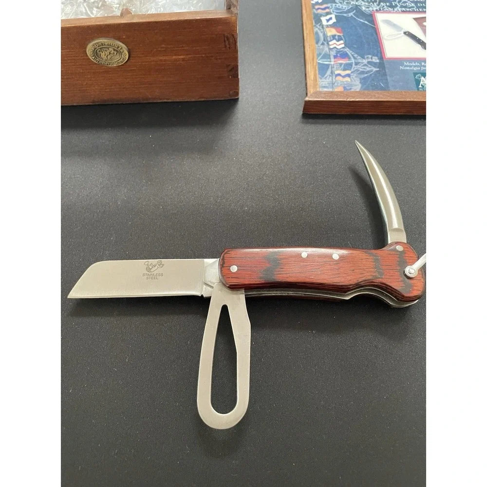Authentic Models Captain's PocketKnife Maritime Tool Blade Marlin Spike & Sheath